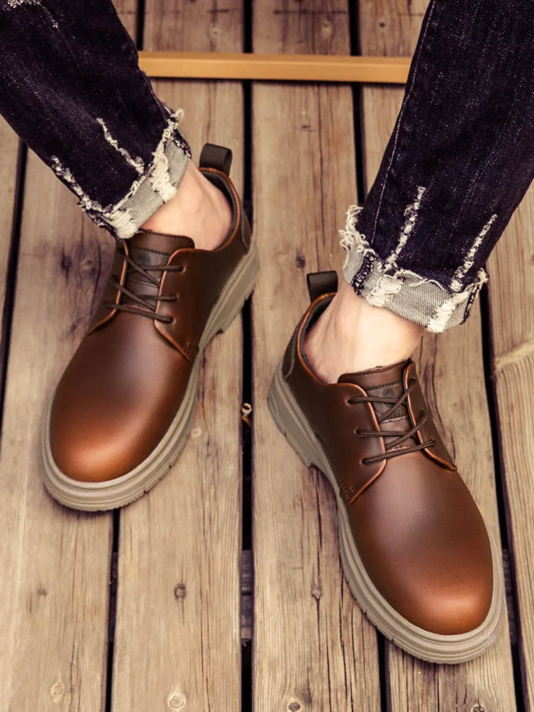 CLOHOO Handmade Men's Business Casual Shoes Comfortable Classic Lace-Up Work Shoes Fashionable Wedding Men's Footwear