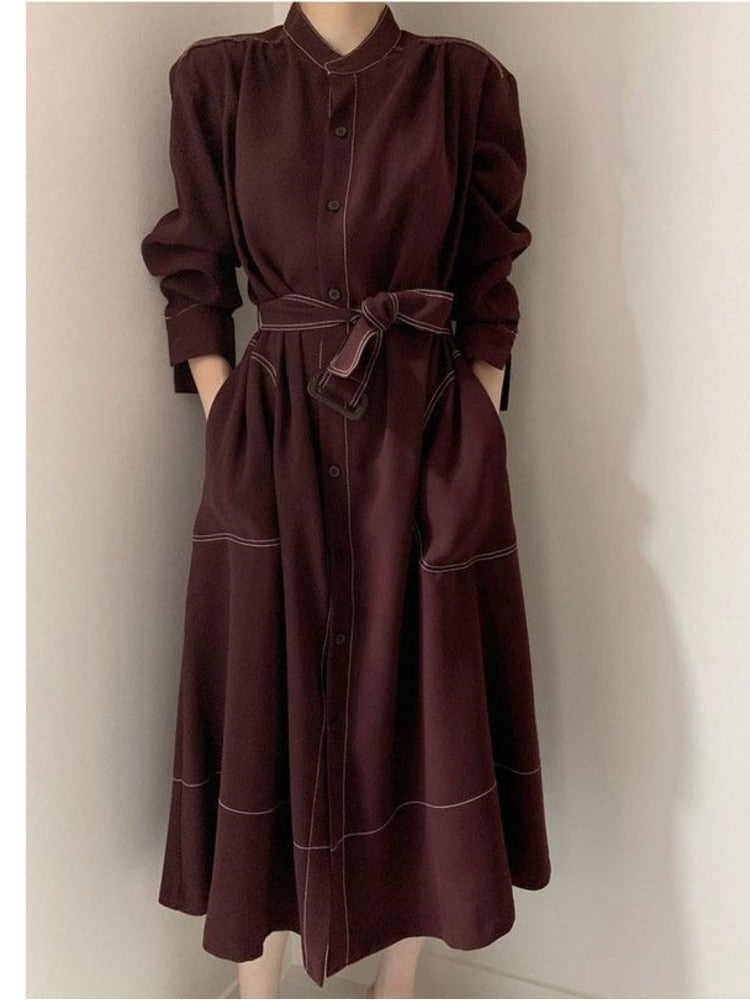 2023 Spring And Autumn New Korean Dress Female Fashion Temperament Loose Thin Medium And Long Windbreaker Coat Fashion Vestido