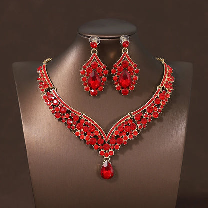 Itacazzo Bride Accessories Exquisite Necklace Earrings Three Piece Set&Suitable for Women's Wedding, Birthday, Party Matching