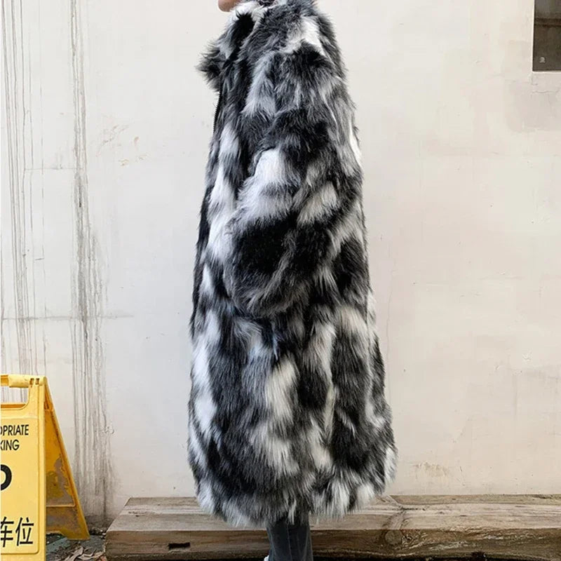 Autumn Winter Fur Coat Men's Warm Thick Parka Men Casual Long Maxi Man Streetwear Wild Loose Jacket Male Windbreaker Overcoat