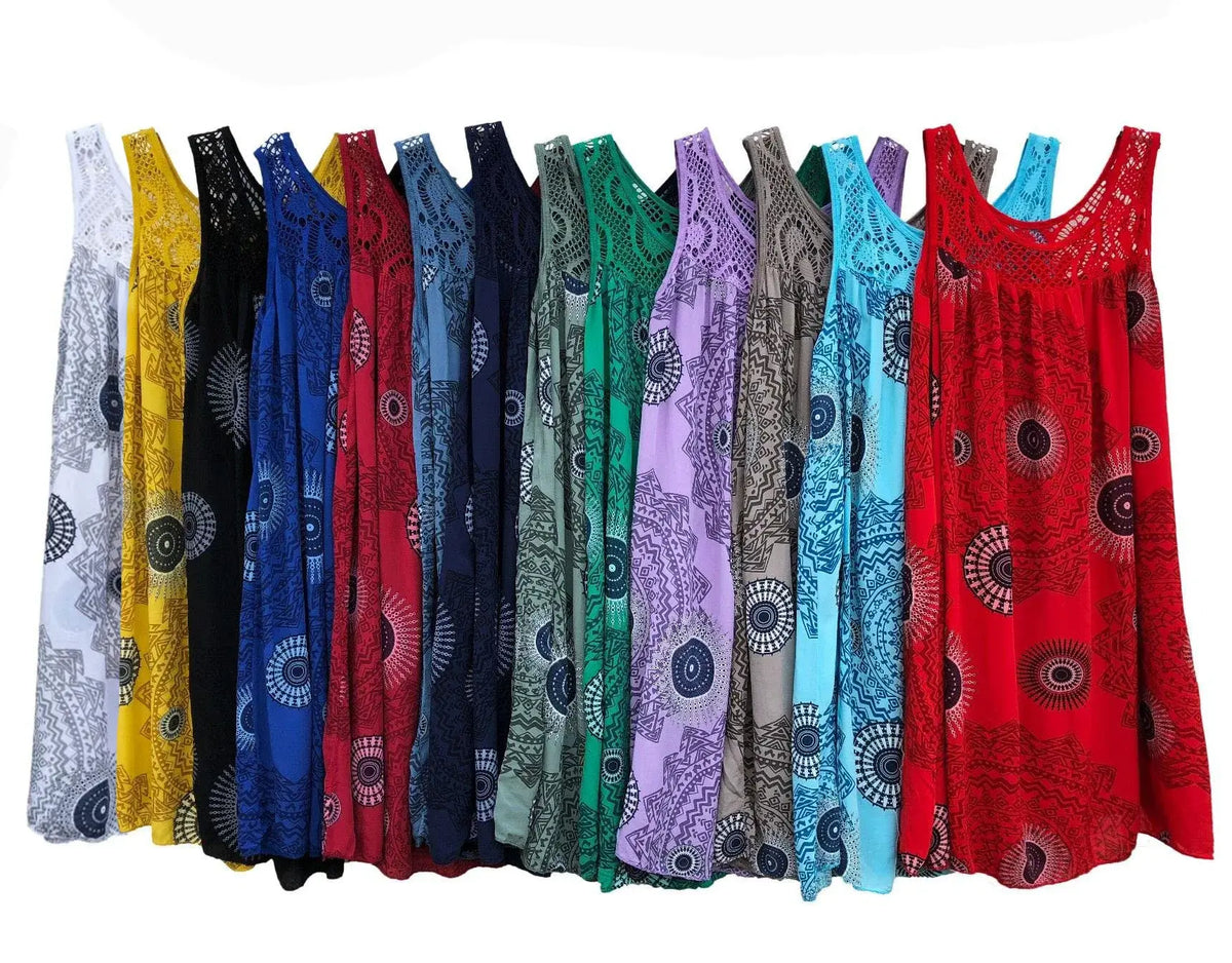 Damenbekleidung Sommer ärmelloses Trägerkleid Spitzenmuster ärmellos großer Schwung lockeres sexy Kleid langer Rock Übergröße