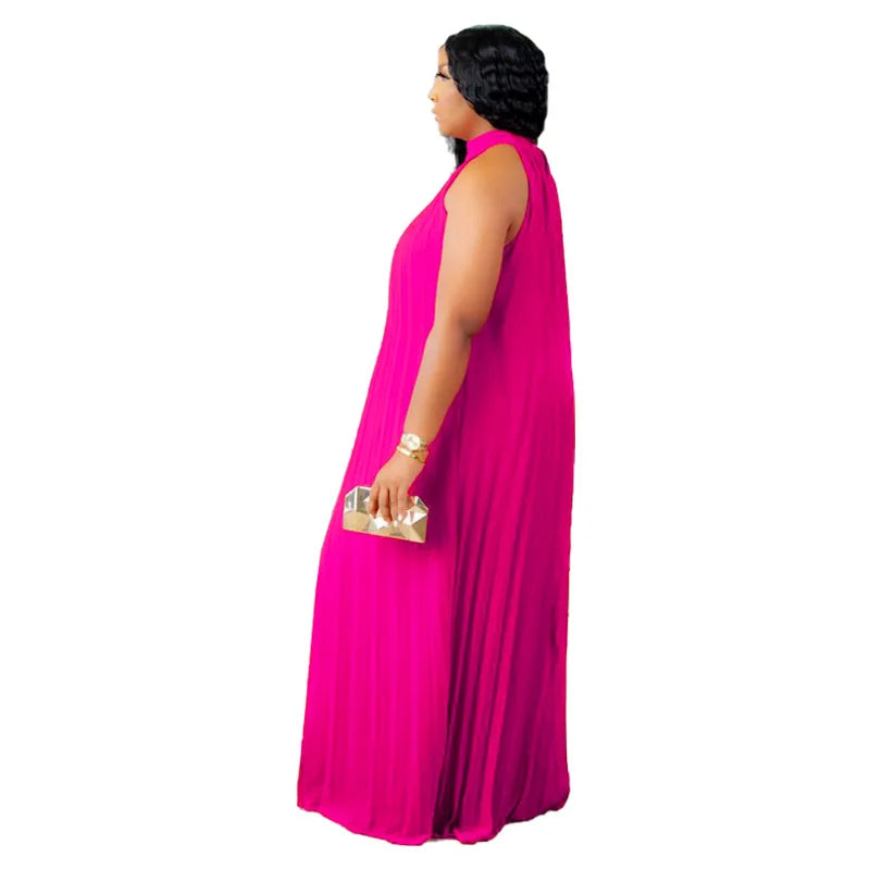 Wmstar Damen Übergröße Langarmkleid Ärmellos Bandage Neckholder Hohl Gesplitzt A-Linie Maxikleider Outfits Großhandel Dropshipping
