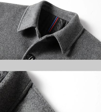 BROWON Brand Winter Coat Men  Autumn Solid Turn-Down Collar Wool Long Jacket for Men New Business Casual Keep Warm Outerwear