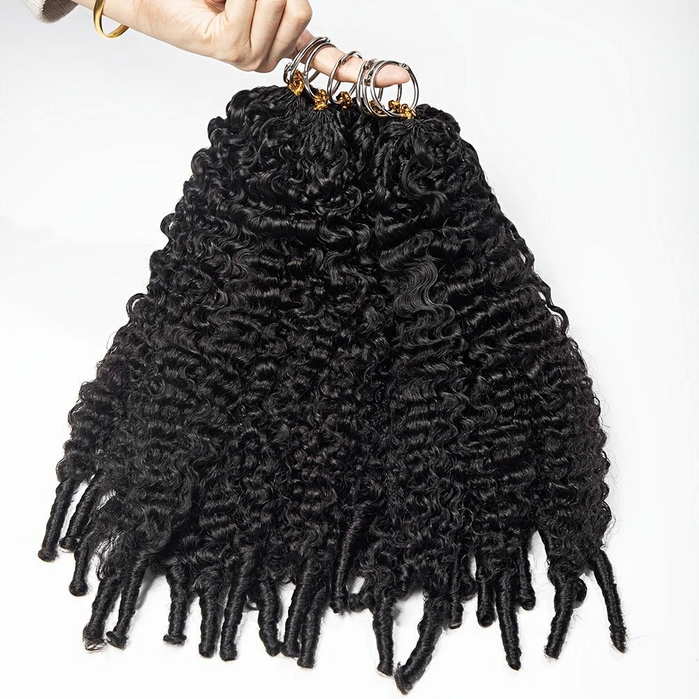 Burmese Curly Human Hair Extensions Boho Braided Pre-Looped Feather Crochet Hair with Miracle Knots Spiral Curly Hair for Braids