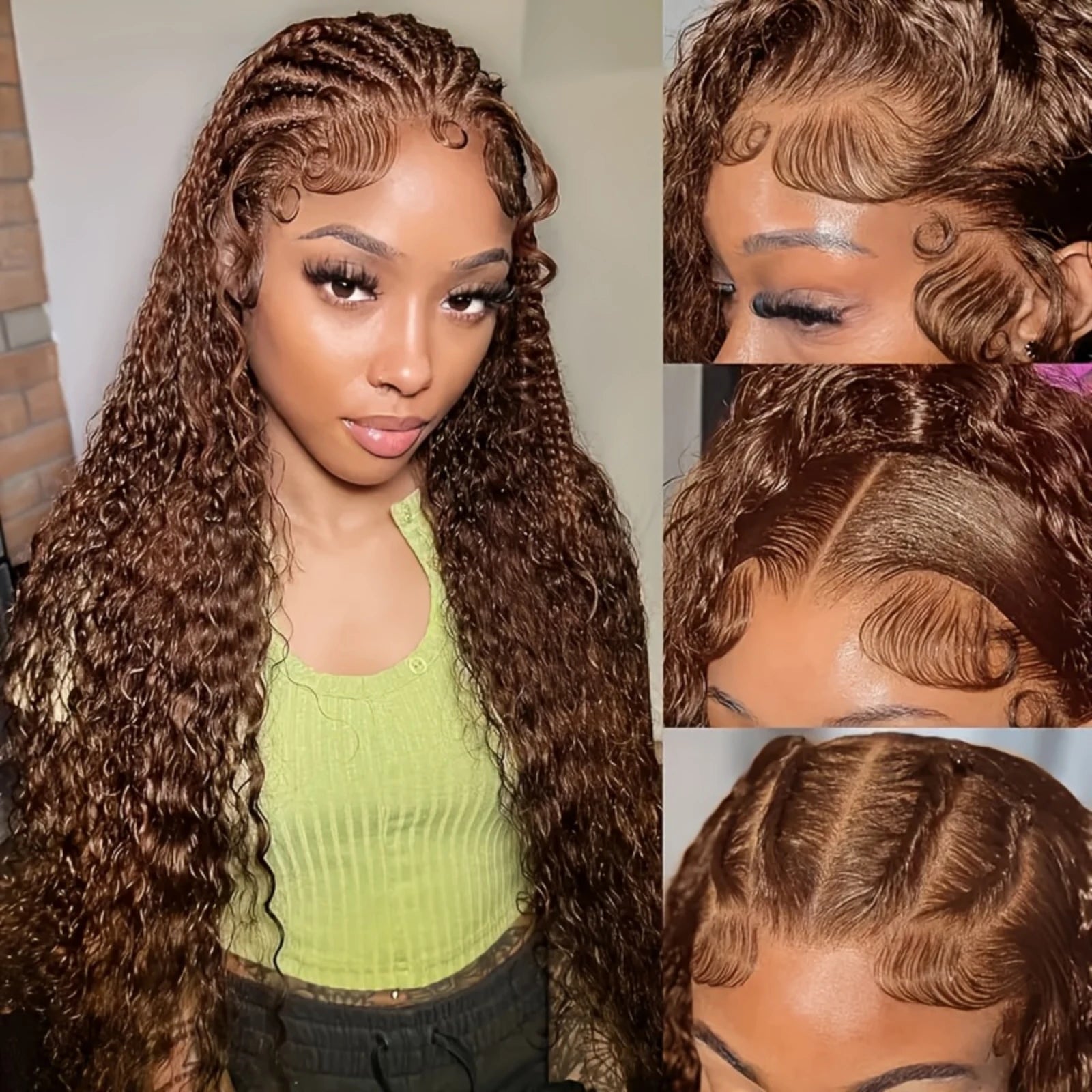 Chocolate Brown Curly Human Hair Wig 13x4 Lace Front Human Hair Wigs For Women Jerry Curly Glueless Wigs On Clearance Sale