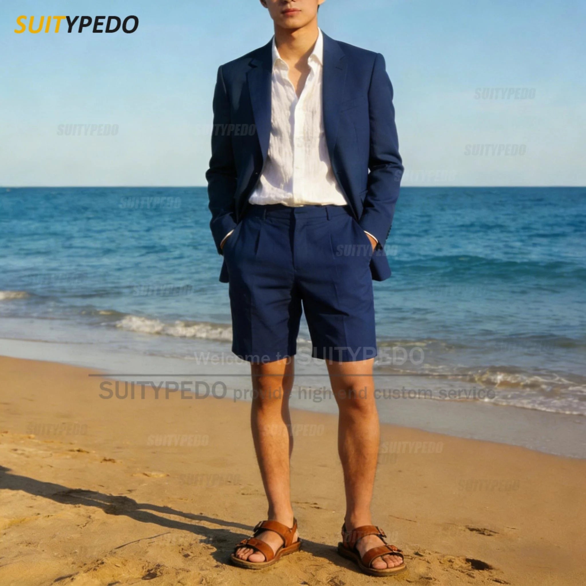 Summer New Design Suit Sets For Men 2 Piecs Blazer And Shorts Fashion Single Breasted Daily Beach Wedding Party Prom Suit Attire