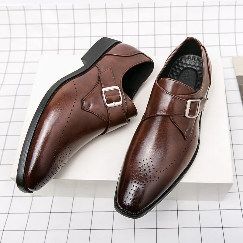 Men's Leather Slip-On Loafers – Casual Dress Shoes