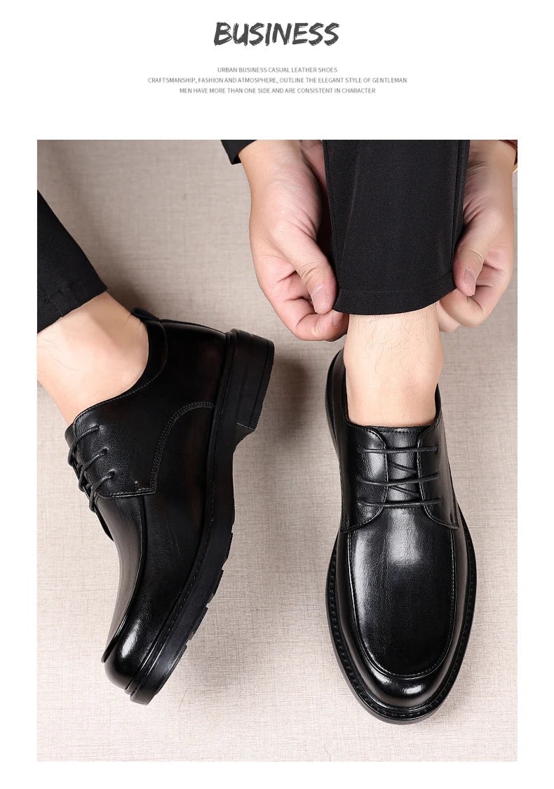 Men Plus Size Elevator Shoes 3/6/8CM Height Increase Formal Office Wedding Party Dress Heightened Shoes Casual Leather Oxfords