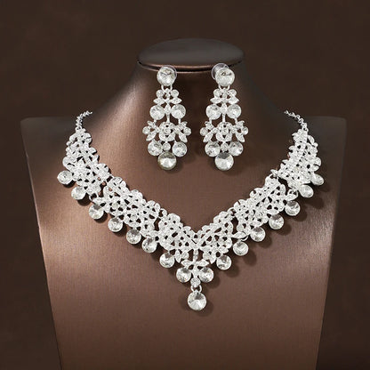 Itacazzo Bride Accessories Exquisite Necklace Earrings Three Piece Set&Suitable for Women's Wedding, Birthday, Party Matching