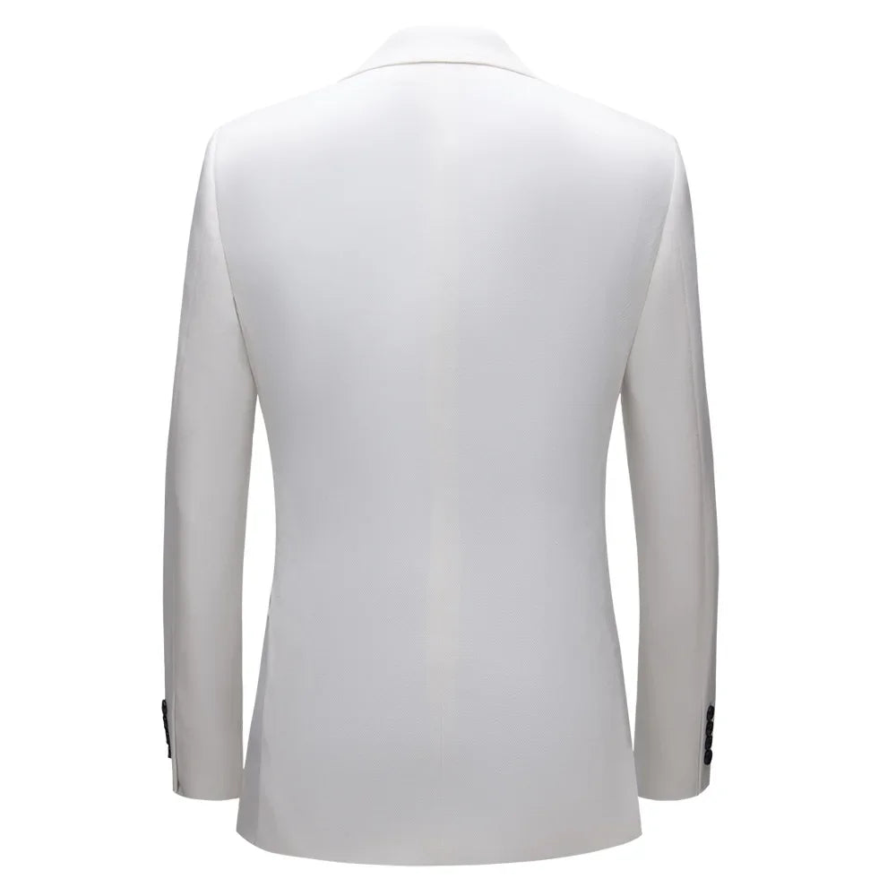 New White Suit Two-Piece Set: Hunting or Performance Wear, Men's Stylish Casual Style, Groom Wedding Dress