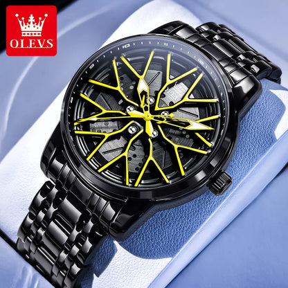 OLEVS Watches Man 3701 New High Quality Original Mens Luck Flywheel Quartz Watch 30M Waterproof Sports Watches For Men Reloj