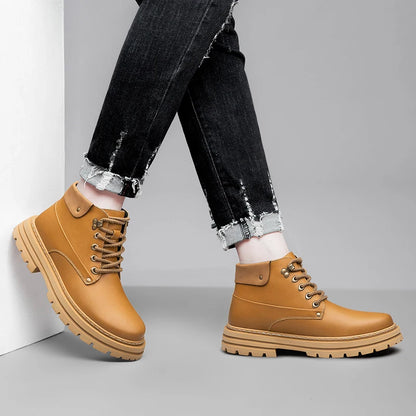 Man Elevator Oxford Chunky Shoes Men Chelsea Boots Leather Ankle Sneakers  Plus Size 37-48