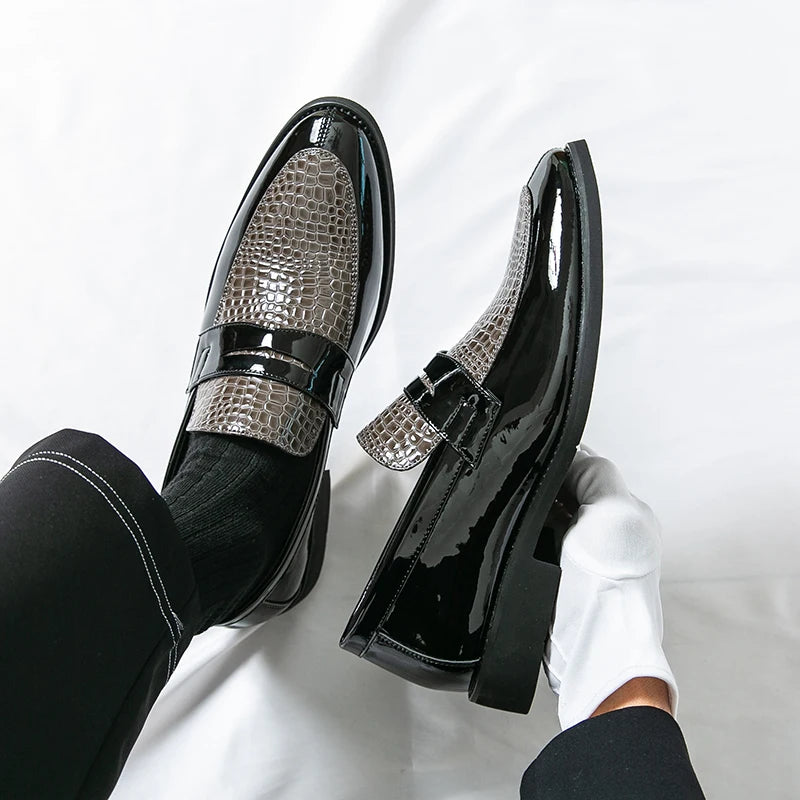 Slipper Schuhe Herren Color Blocked Business Freizeit Mode Rundkopf Formelle Hochzeitsschuhe