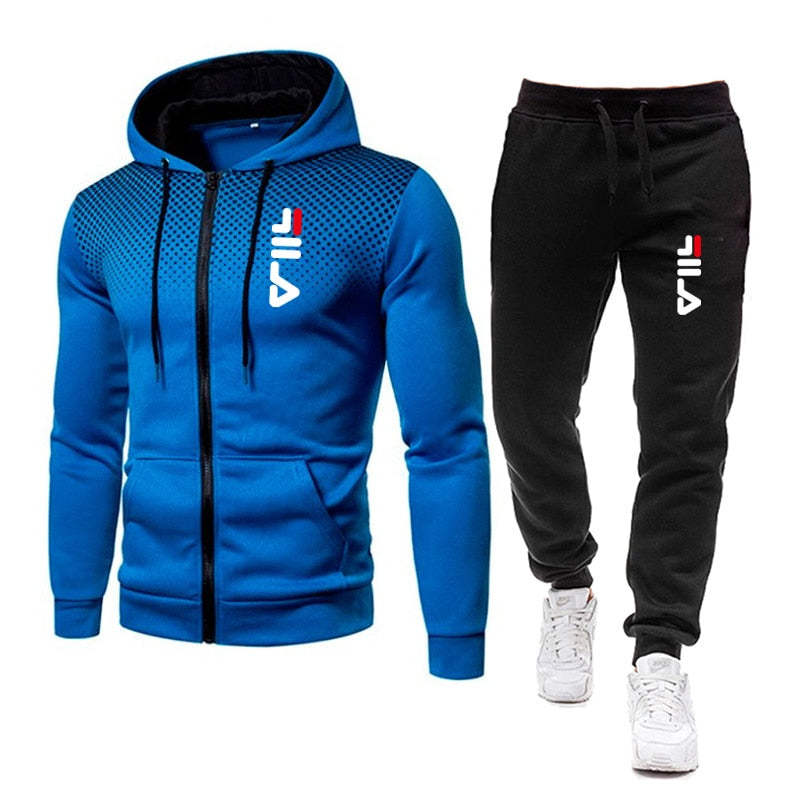 Noua haină pentru bărbați, toamnă/iarnă, cu glugă, cu fermoar, desene animate casual, costum sport cu buline, la modă, în aer liber, fitness, alergare, îmbrăcăminte sport