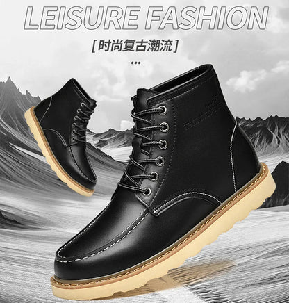 Men Boots Elevator Shoes Hidden Heels High Soft Leather Heightening Shoes For Man Increase Insole 10CM 8CM 6CM Height Boots