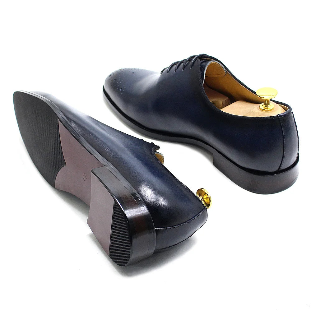 Italienische Herren-Business-Schuhe Echtes Leder Handgefertigt Klassische Whole-Cut Oxford Schnürschuhe für Herren