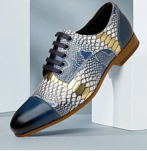 Luxusmarke Echtes Leder Herren Business Schuhe Mode Schlangenmuster Design Schnürschuhe Herren Business Anzug Bräutigam Hochzeitsschuhe
