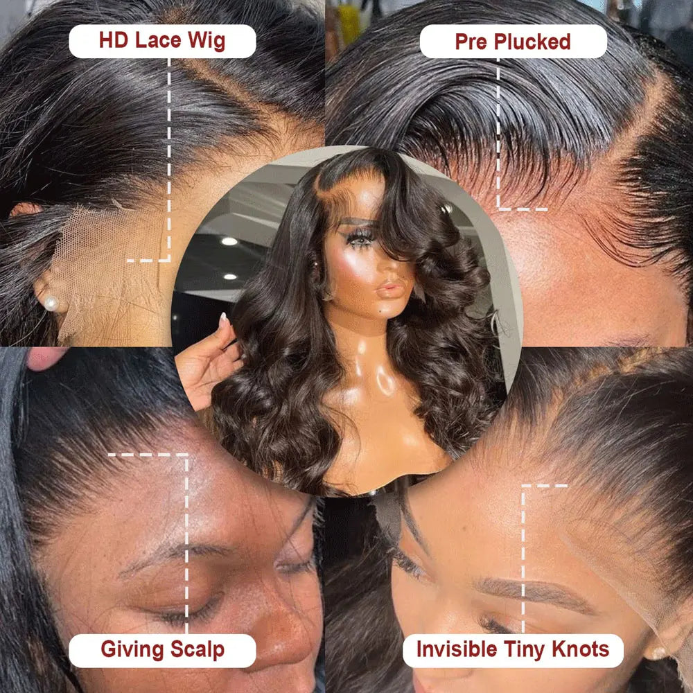 Raw Indian Body Wave 250% Density 40 42 inch 13x6 HD Lace Front Human Hair Wigs 13x4 Frontal Wigs Women Glueless Closure Wigs