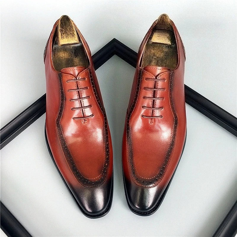 Italian Handmade Men's Oxford Shoes Real Calf Leather Black Brown Classic Brogue Business Wedding Dress Shoes For Men 2026 New