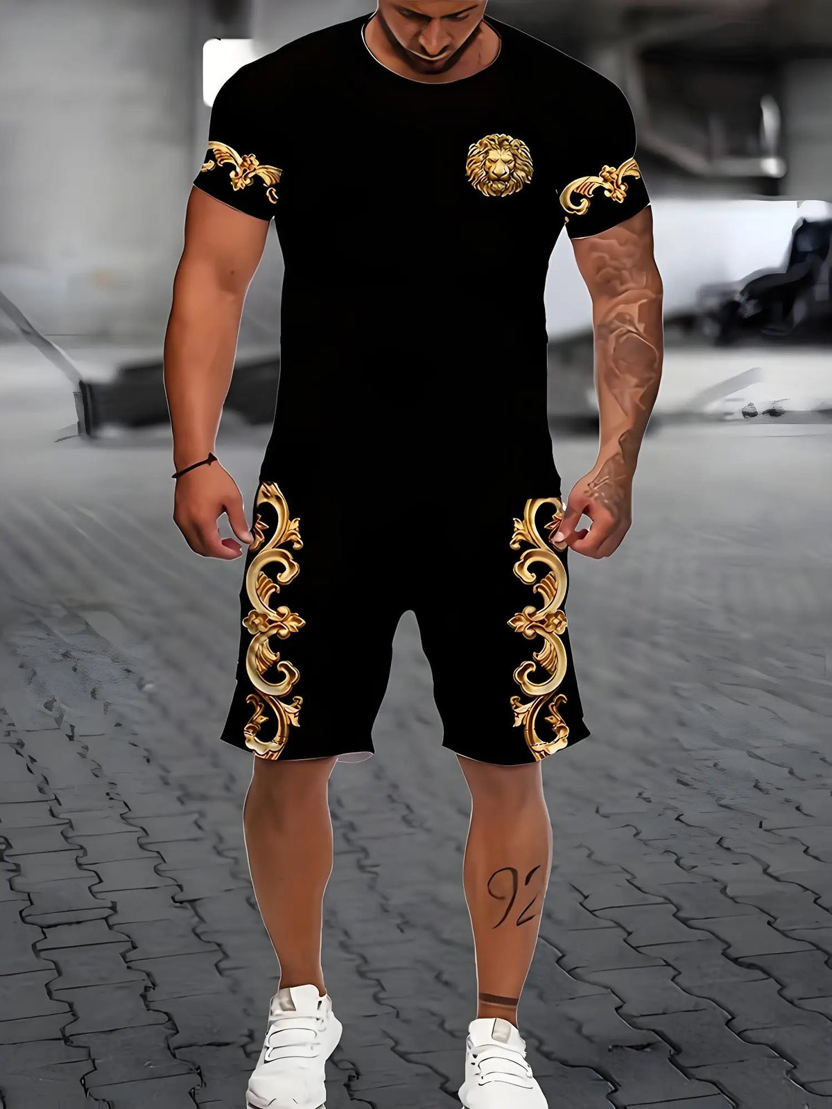 Neue Übergrößen Herren T-Shirt und Shorts Set Sommer Lässig Alltag Herren Kurzarm Oberteil Urban Street Herren Mode T-Shirt Shorts