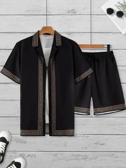 Summer Men's Shirt Set 3D Printed Casual Loose Vintage T-shirt And Shorts Set Beach Vacation Comfort Hawaiian Shirt 2 Pieces