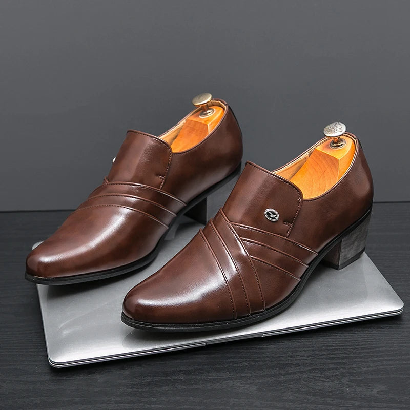 High-End Marke Herren Business Schnürschuhe Leder Erhöhte Höhe Britische Schuhe Herren Spitz zulaufende Zehe Schuhe Hochzeit Stiefel Größe:37-46