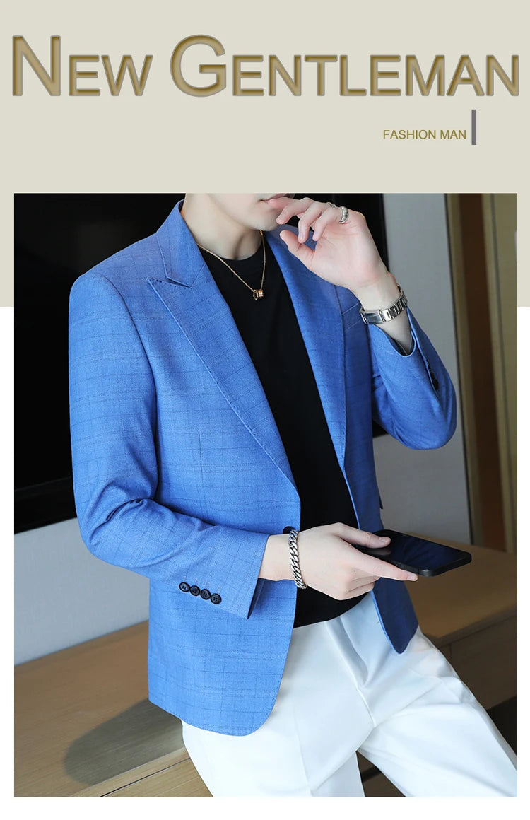 2024 New High-end Men's Two-button Suit Fashion Matching Handsome Casual Dating Slim Suit Single West Coat  Gucci Blazer Men