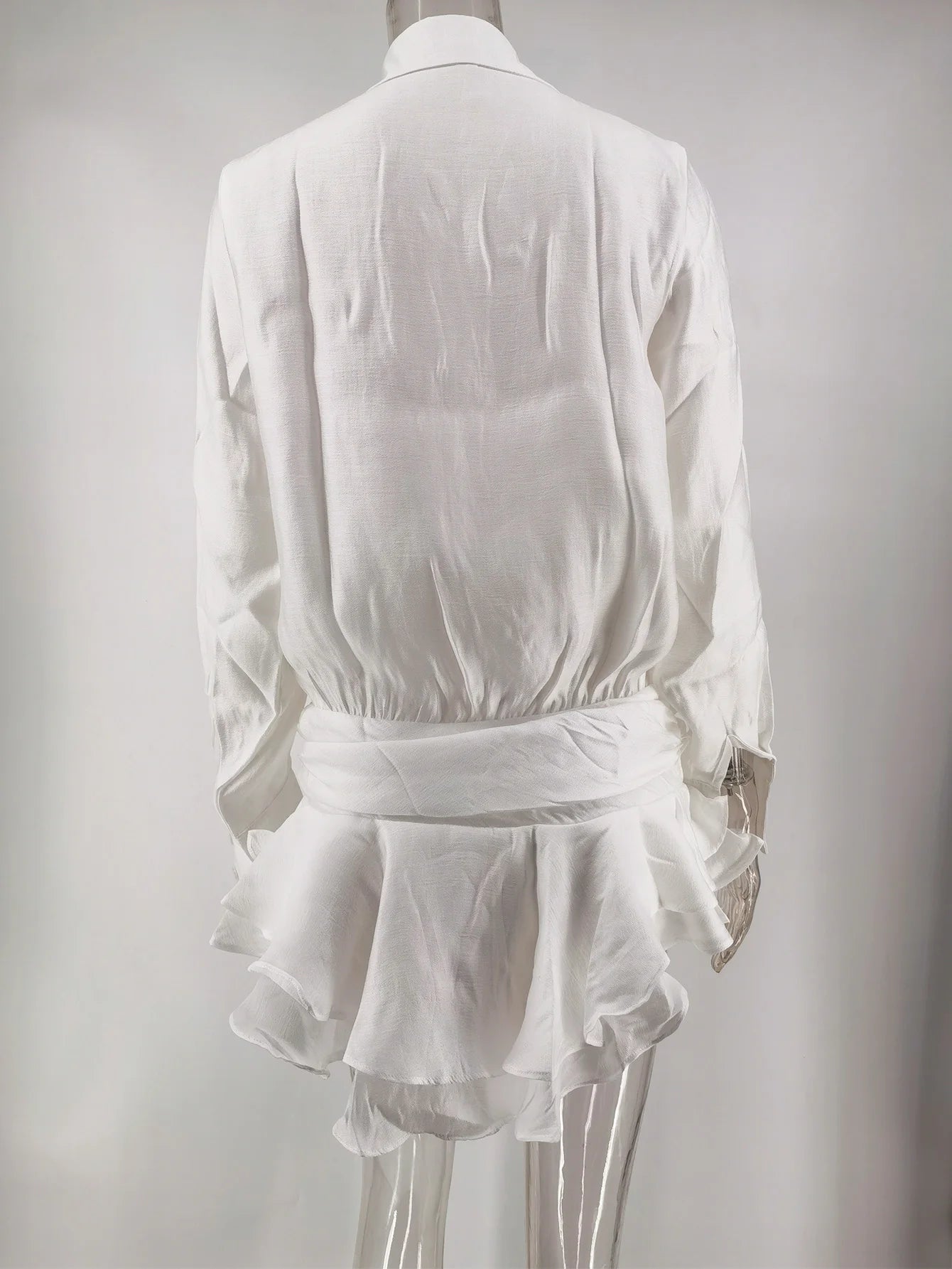 Sexy See through chiffon White summer dress women  elegant party Shirt dress new birthday evening midi short dresses vestido