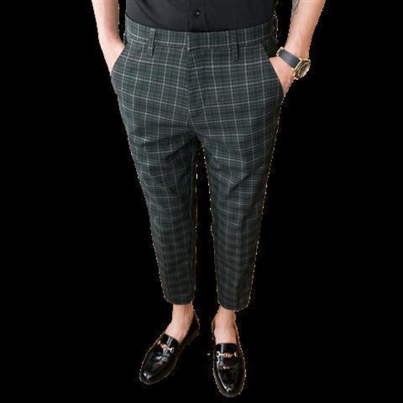 2023 Men Spring New Business Casual Suit Pants Male Slim Fit Social Suits Pants Men Stretch Streetwear Plaid Trousers