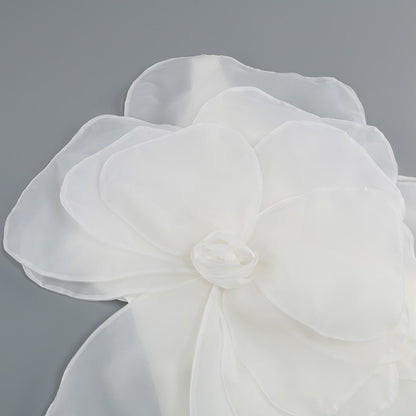 Summer New Style White Oblique Shoulder Decorative Flower Dress Dress, Women's Wedding Party Dress One Step dress