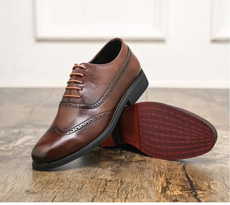 Herren Schwarze Brogue Oxford Schuhe Formelle Anzugschuhe für Business Hochzeit Rote Sohle Bequeme Schnürschuhe