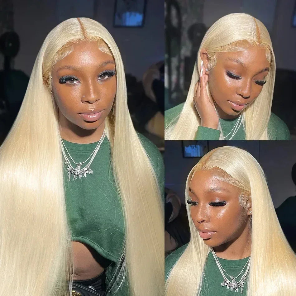 613 Colored Straight Human Hair 13x4 HD Blonde Lace Front Wigs 200 Density 13x6 Transparent Full Lace Frontal Wigs 44 46 Inches