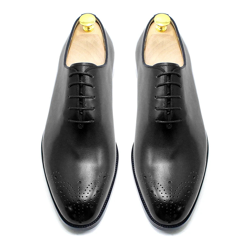 Italienische Herren-Business-Schuhe Echtes Leder Handgefertigt Klassische Whole-Cut Oxford Schnürschuhe für Herren