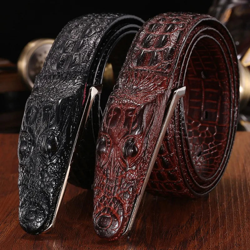 Fashion 3D Alligator Crocodile Shape Cow Leather Belt For Men Coffee Black Mens Belts Luxury Designer Belts Men High Quality B2