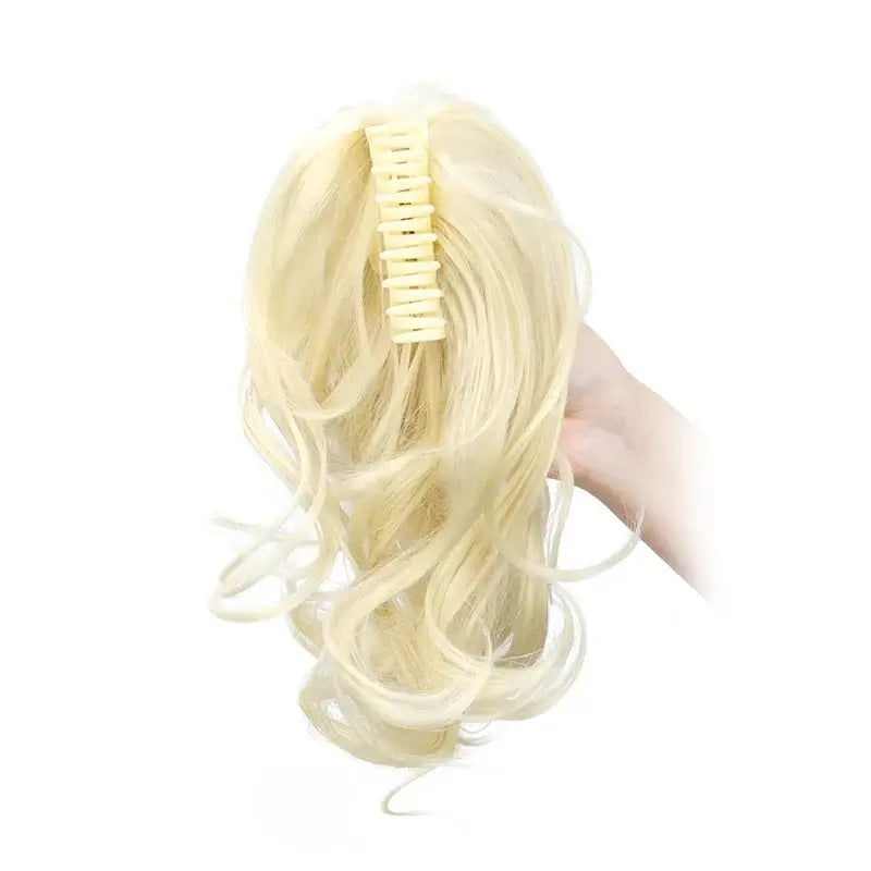 Synthetic 12Inch Ponytail Claw Clip Ponytail Extensions Short Curly Ponytail Ladies Black Brown Blonde Hair Clip for Women in color 613