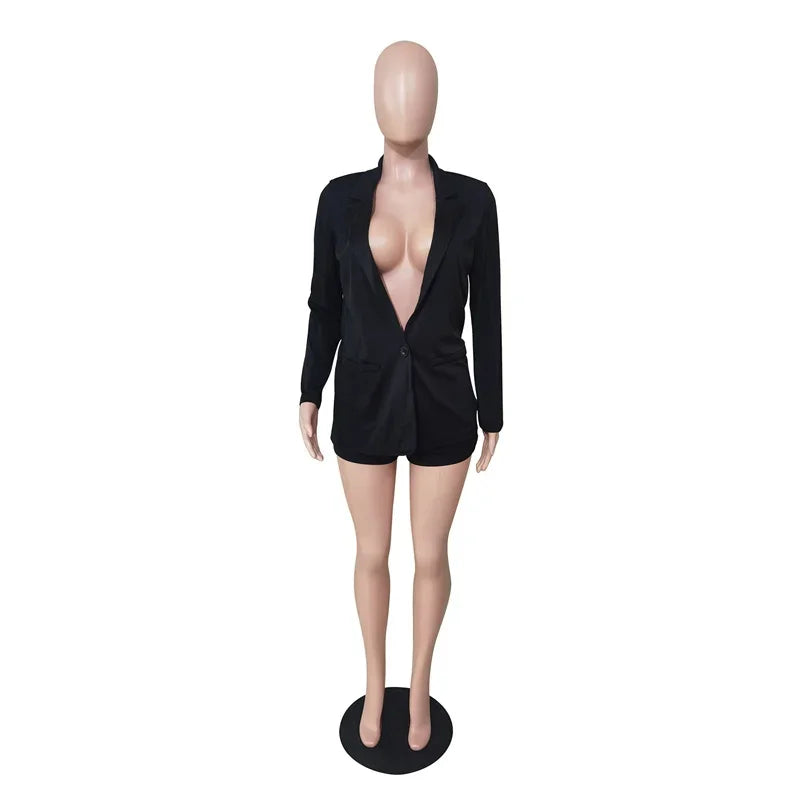 Elegant Business Workwear Blazer Suits Womens Two Peice Sets Office Lady Blazer Coat + Short Sets 2 Piece Matching Sets Outfits