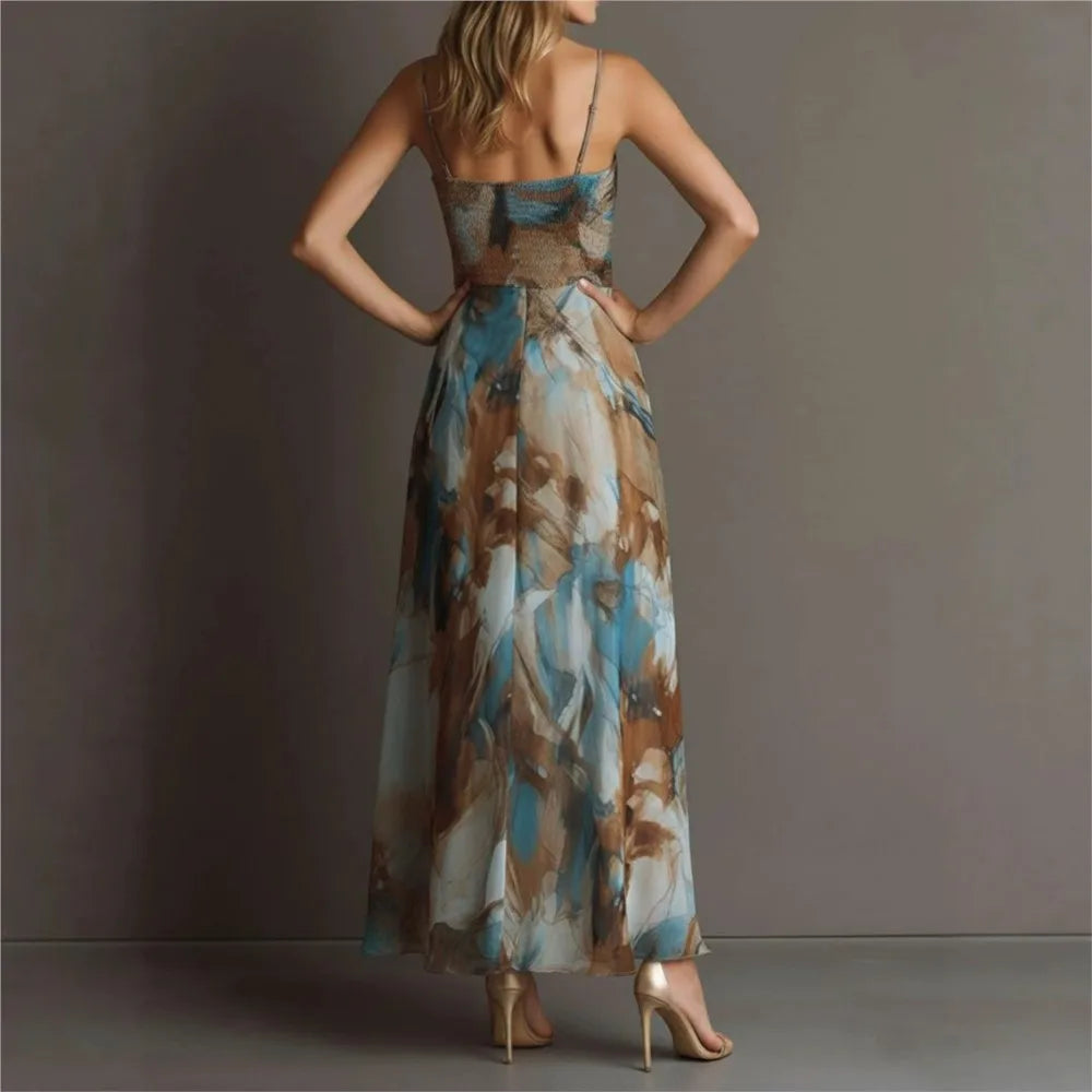 2026 New Dresses For Woman Fashion Strap Beach Long Dress Elegant Printed Sexy Backless Vestido Temperament Fashion Simple Style
