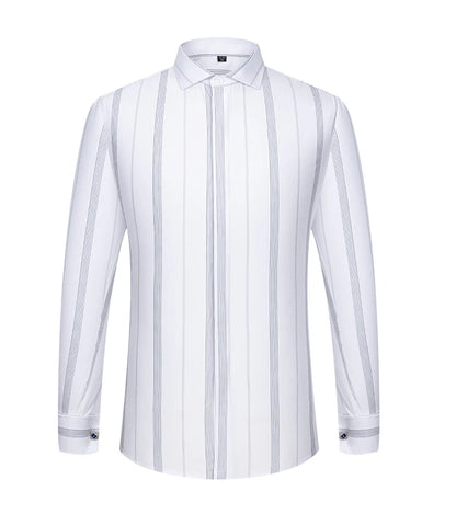 Men's French cufflink shirt with long sleeves slim fit concealed buttons solid color high end wedding dress formal men's