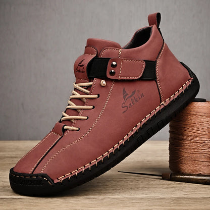 New  Handmade Leather Casual Men Shoes Design Sneakers Man Breathable Leather Shoes Men Ankle Boots Outdoor
