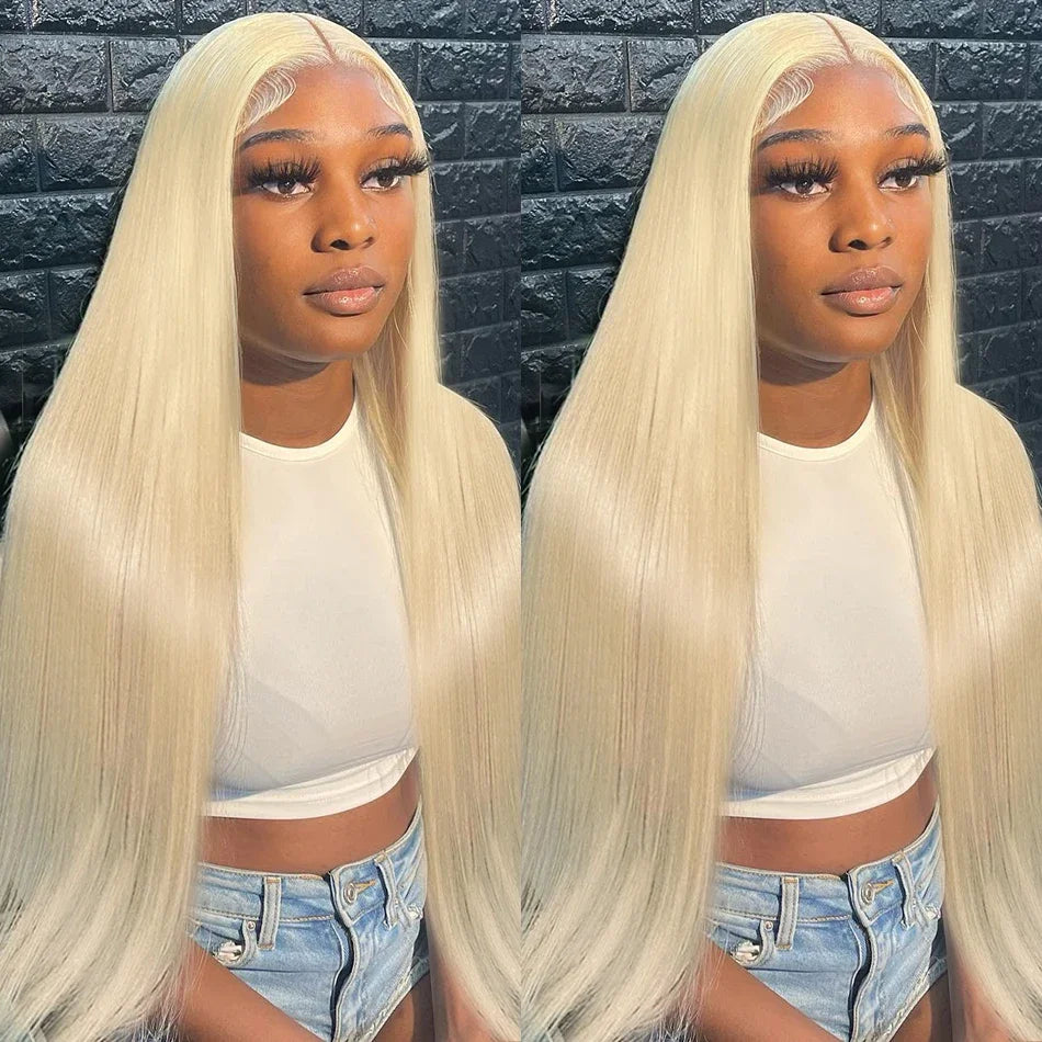 613 Colored Straight Human Hair 13x4 HD Blonde Lace Front Wigs 200 Density 13x6 Transparent Full Lace Frontal Wigs 44 46 Inches