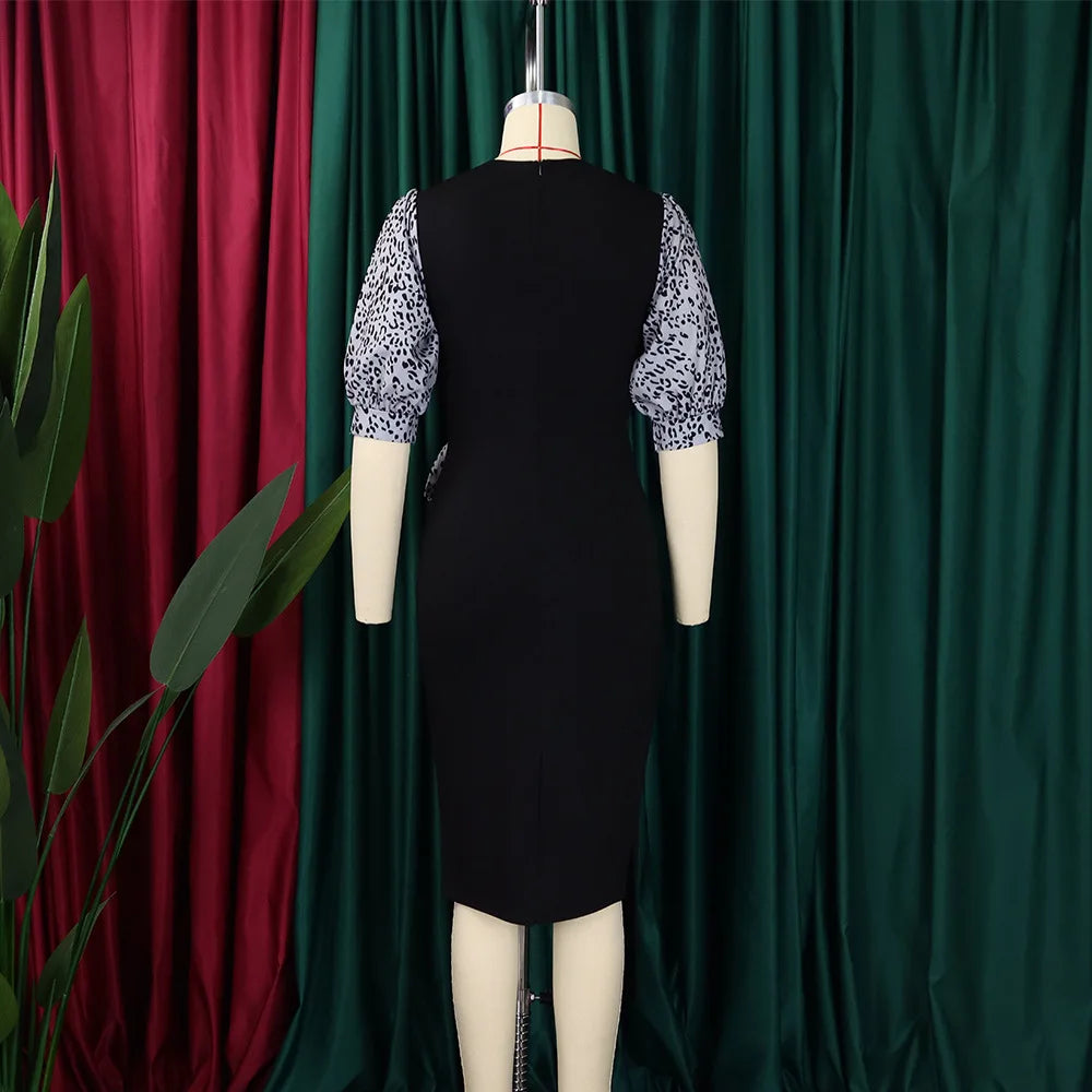 FairyShely 2025 Short Sleeve Patchwork Plus Size Dress Women Large Bodycon Big Dresses Lady Summer Party Tight Curvy Dress