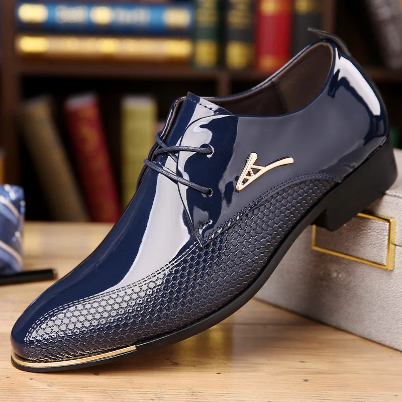 New Pointed-toe Men's Leather Shoes Shiny High-end Business Formal Shoes for Man Durable Social Shoes  All Seasons  Plus Size 48