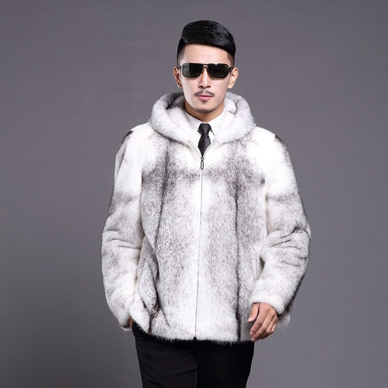 Luxury Winter Warm Faux Fur Coat Men Hooded Thick Fur Coat Jacket Plus Size Branded Zipper Designer Men's Clothing Slim Jackets