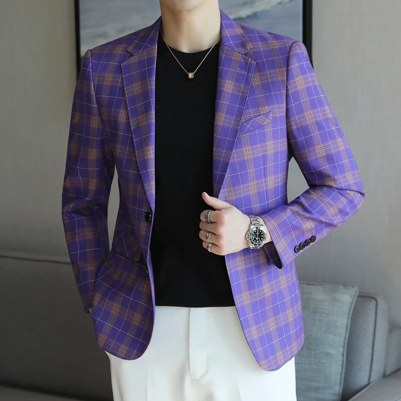 2024 New High-end Men's Two-button Suit Fashion Matching Handsome Casual Dating Slim Suit Single West Coat  Gucci Blazer Men