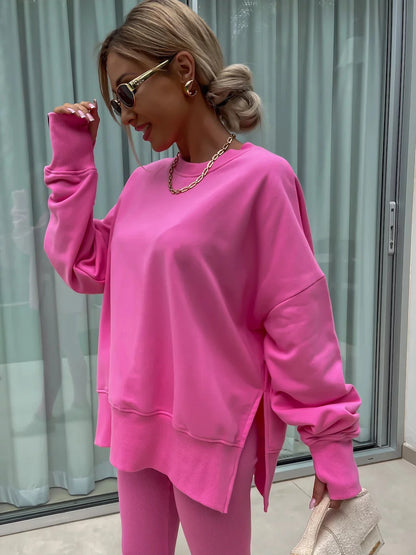 Spring summer  new Shirt  casual loose-fitting sweater tight pants 2 piece suit sets for women 2 pieces trousers sets
