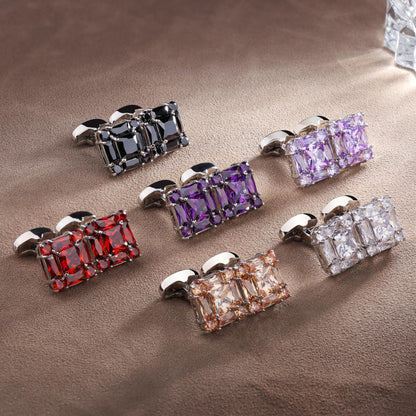 Trendy Cutting Zircon Cufflinks for Men High Quality Men's Clothing Accessories Everlasting Shine Jewelry Best Gifts for Wedding
