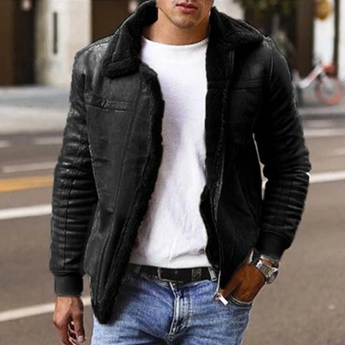Casual Slim Fit Solid Color Wool Inner Mens Jackets Fall Winter Vintage Turn-down Collar Zipper Coats Mens New Fashion Outerwear