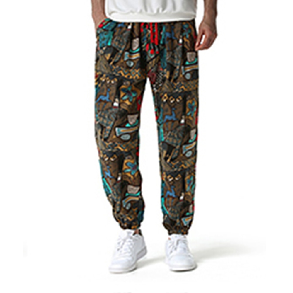 Pantaloni din bumbac, in, pentru bărbați, modă, talie mijlocie, bărbați, casual, hip hop, largi, turism, mărimi mari, îmbrăcăminte de vară, îmbrăcăminte de stradă