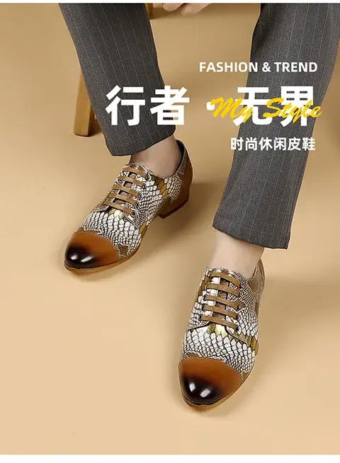 Luxusmarke Echtes Leder Herren Business Schuhe Mode Schlangenmuster Design Schnürschuhe Herren Business Anzug Bräutigam Hochzeitsschuhe