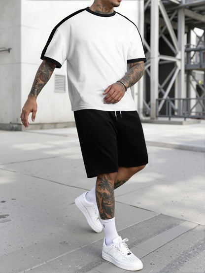 New Harajuku T-Shirt Men's Summer Loose Daily Couple Suit Outdoor Street Short Sleeve Shorts Two Piece Men Summer Suit
